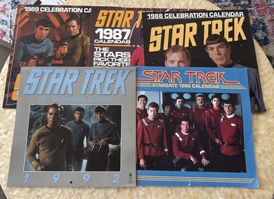 Star Trek TOS - 5 Vintage Calendars - 1992, 1989, 1987, 1988, 1986 - Original