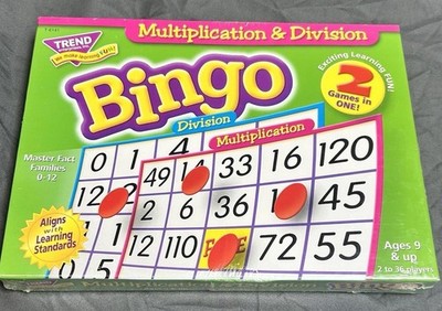 Multiplication & Division Bingo Educational Math Game Homeschool Class NEW SEALE