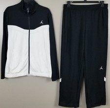 JORDAN BASKETBALL TRACK SUIT JACKET  PANTS SET BLACK WHITE RARE SIZE LARGE 
