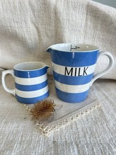 Vintage TG Green Cornishware Milk Jug & Creamer Green Shield Stamp 1930s