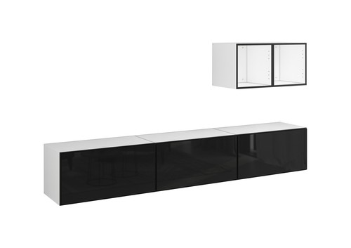 Wohnwand Lowboard Set Modul+ mit 2x Wandregalen + 3x Hängeelemente mit Klappe - Bild 13 von 20
