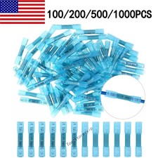 1000Pcs Heat Shrink Waterproof Wire Connectors Blue Butt Seal Terminals 14-16AWG