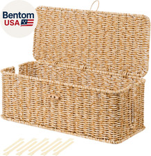 Cable Management Box, Rattan Style Cord Organizer for Desk Cord Hider Outlet Cov