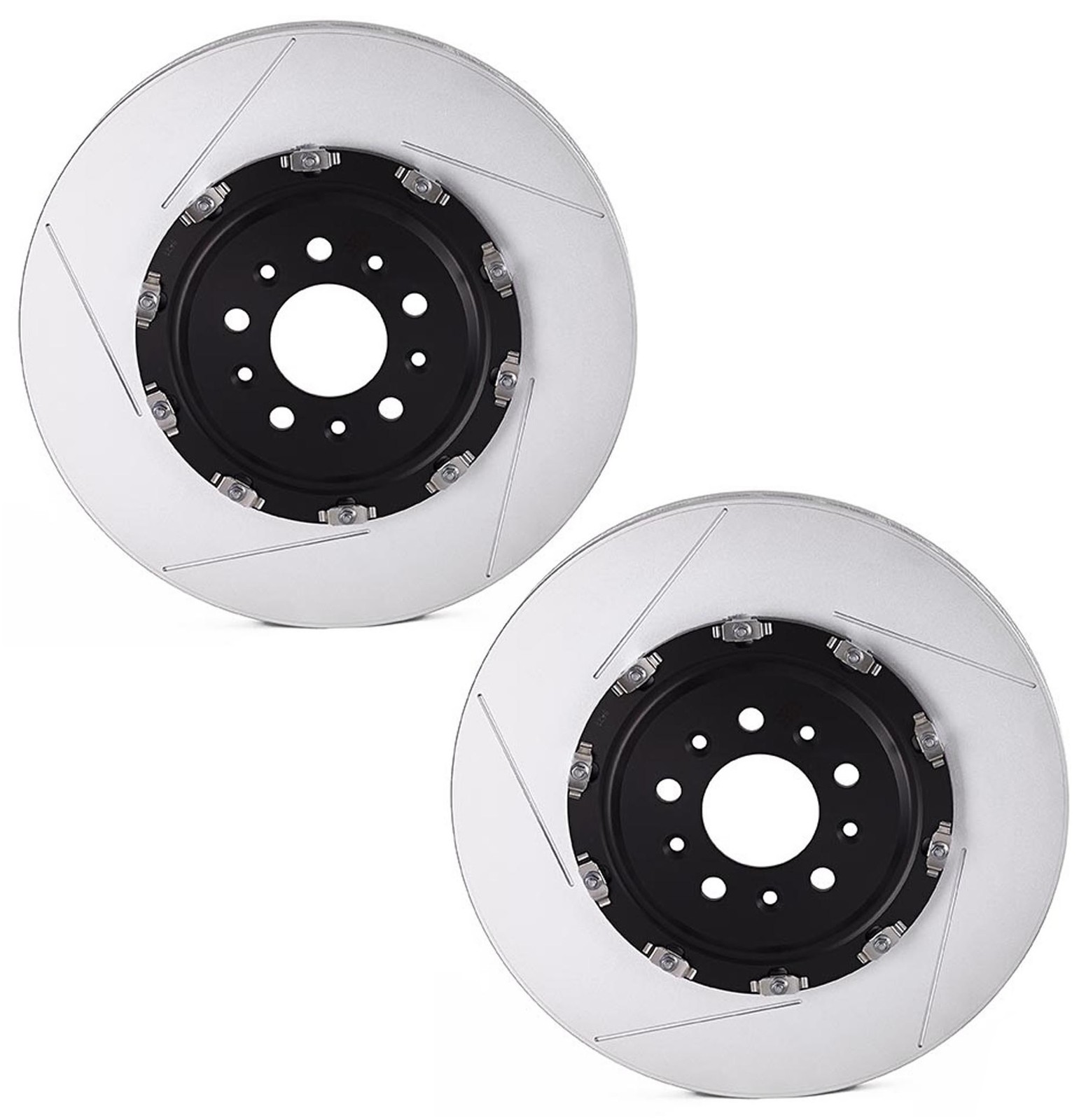 Brembo Pair Set of 2 Front Two-Piece Disc Brake Rotors Slotted for Aston Martin