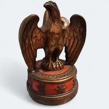 Pair Federal Eagle Bookends JFK Style Bronze Tone Metal Patriotic Heavy Vintage