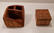 2tlg. Schreibtisch-Set aus Thuja Holz Stiftehalter und Zettelkasten dekorativ