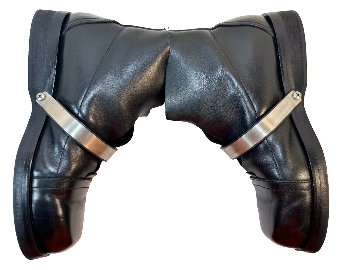 VINTAGE 90'S DIRK BIKKEMBERGS BLACK LEATHER METAL STRAPPED BOOTS