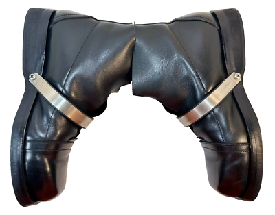 VINTAGE 90'S DIRK BIKKEMBERGS BLACK LEATHER METAL STRAPPED BOOTS
