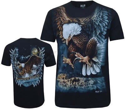 Neu Adler Wolf Indianer Indianer Biker T-Shirt Front & Back Print M - 3XL