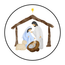 30 Christmas Nativity scene envelope seals, stickers labels, tags, round