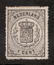 1869-71 Netherlands Sc# 18 - 1¢ Coat of Arms. MH postage stamp. Cv$210