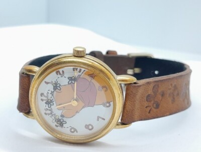 Timex Winnie The Pooh Watch Gold Tone Women Bear Head Brown Band New Battery Vintage Timex Winnie the Pooh - Etsy main image 3