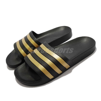 adidas Adilette Aqua Black Gold Men Unisex Swim Slip On Sandals EG1758 |  eBay