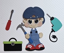 Tool Boy Brown Hair. Scrapbook, Card making Paper Piecing