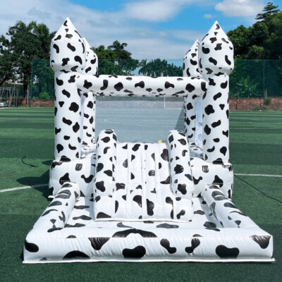 13' x 8' PVC Bounce House with Slide and Ball Pit and Air Blower (Cow Themed)