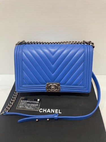 Chanel boy calfskin cobalt blue rhw #22 (2016)