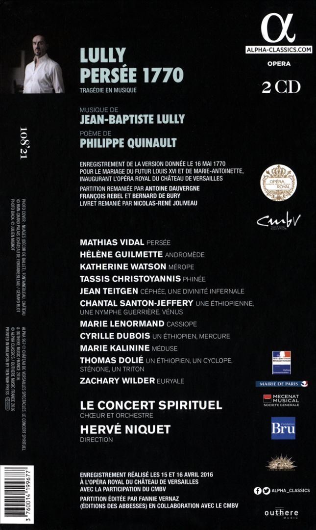 LE CONCERT SPIRITUEL / HERVÉ NIQUET LULLY: PERSÉE 1770 NEW CD