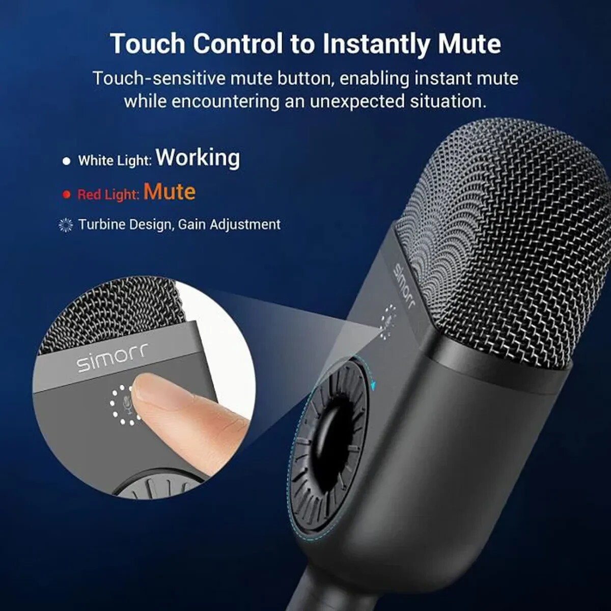 Microphone à condensateur USB Simorr Wave U1 pour streamer de table à la maison - 4