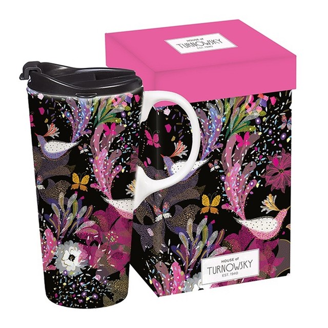 Turnowsky Ceramic Travel Mug With Handle Bird of Paradise China Travel Flask for sale online eBay