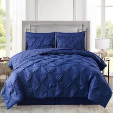 HAOK Bed in a Bag Set - 8 Pieces Pinch Pleat Bedding Comforter Sets,Bed-in-a-Bag