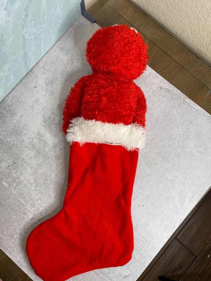 Sesame Street 2012 Elmo 3D plush stocking Sings Jingle bells 24" eBay