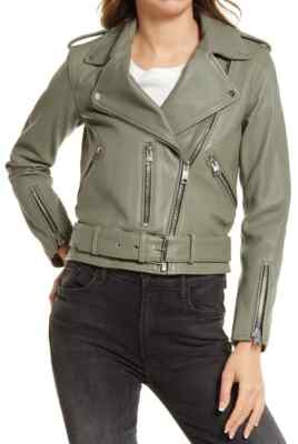 NEW ALLSAINTS Balfern Leather Biker Jacket in Sage green NEW ALLSAINTS Balfern Leather Biker Jacket in Sage green