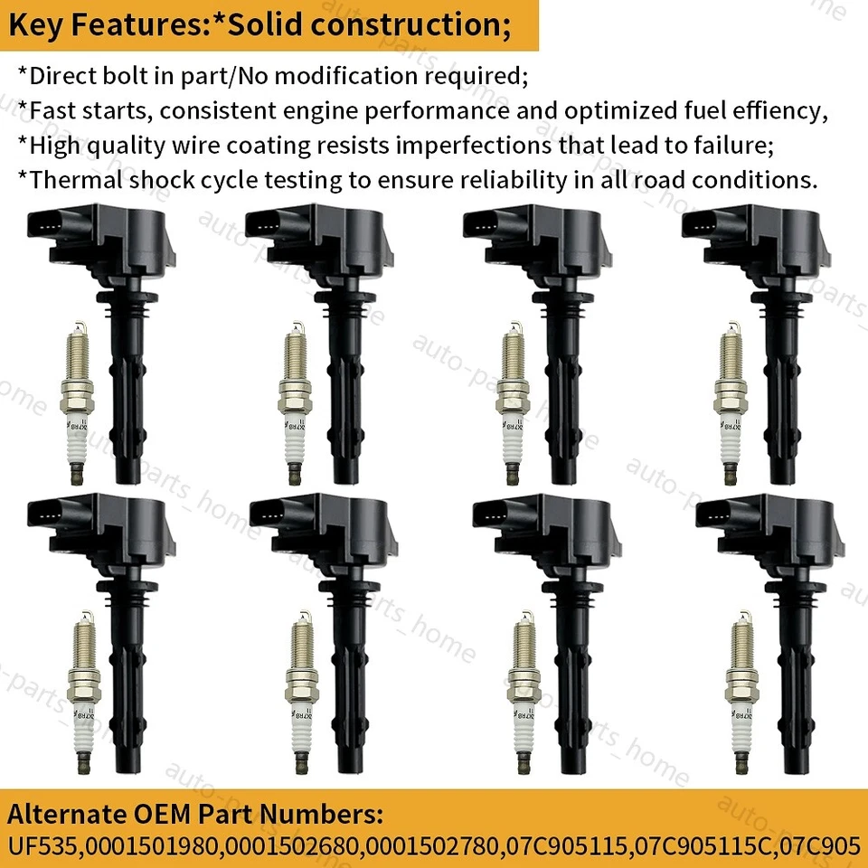 8X OEM Ignition Coil + 8X Spark Plugs for Mercedes-Benz E550 G550 S550 V8 UF535 - Image 2 of 4