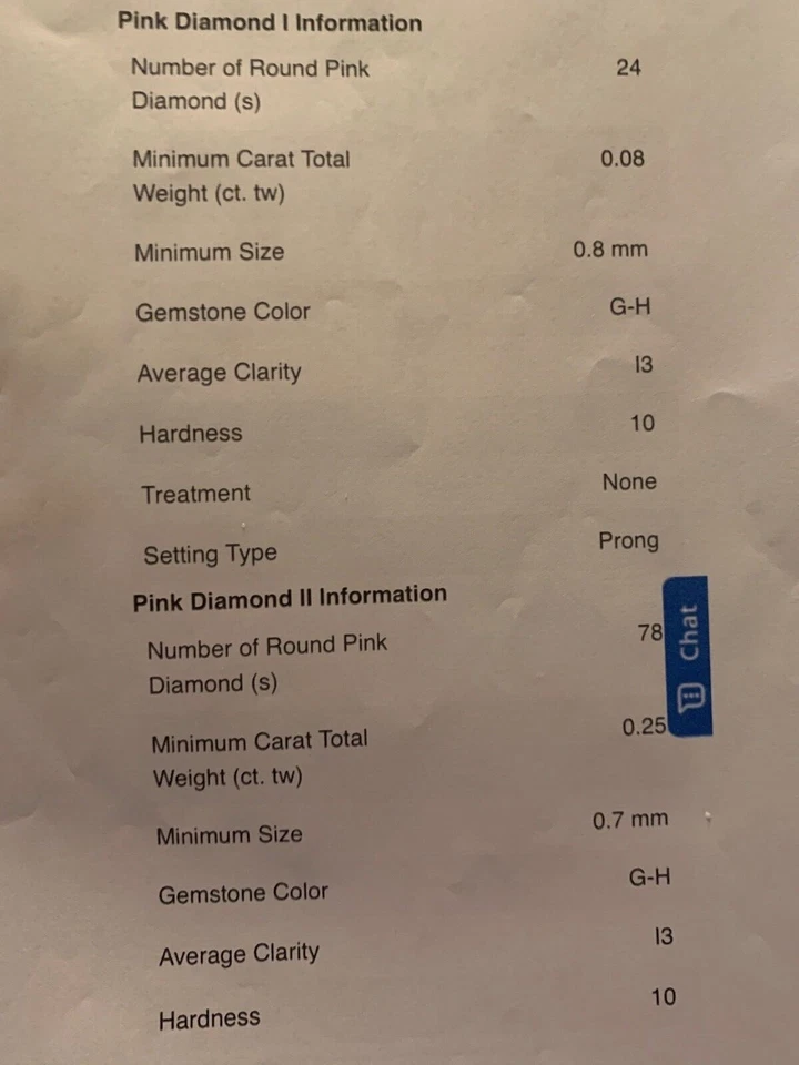 PINK DIAMOND RING, 10K ROSE GOLD, NATURAL , SIZE 8, NEW, 2MM BAND WIDTH - Image 4 of 4