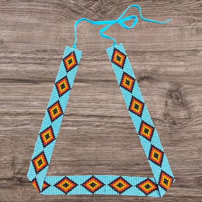 Beaded Hat Band Geometric Southwestern Pattern Cowboy Rode Handmade hatband
