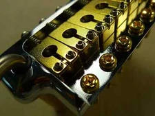 Brass PRS Style Tremolo Bridge Complete Install Kit Chrome With Gold Saddle