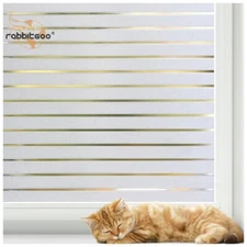 Rabbitgoo Frosted Window Film Privacy Stripe Blinds Static Cling Decorative Home