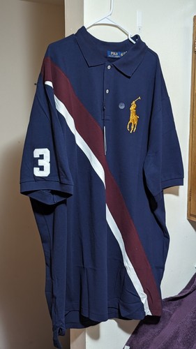 INCREDIBLE BIG PONY PRL NAVY MULTI-COLOR SS POLO SHIRT MESH ALL COTTON 3XLT NWT - Picture 5 of 24