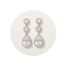 SWEETV Crystal Teardrop Wedding Bridal Earrings For Brides, Bridesmaids, Rhin...