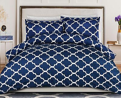 Navy Printed Duvet Quilt Cover Bedding, Twin Bed Duvet Size In Cm