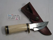 Custom No Maker Mark Fixed Blade Hunting Knife & Sheath.  #49