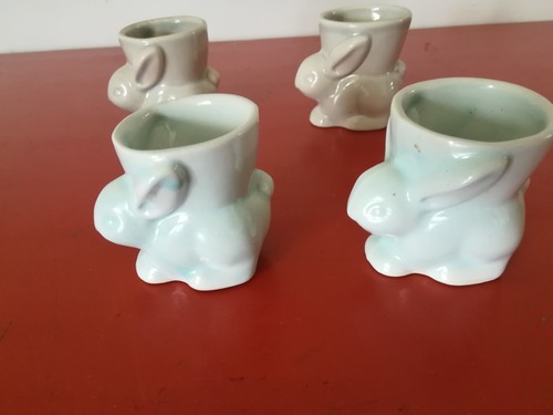 6 x Ceramic Bunny Rabbit Egg Cups | Easter Egg Cups | Breakfast Egg Cups - Picture 4 of 6