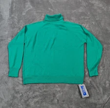 VTG Designers Originals Sweater Women XL 42 Green Zip Turtleneck Acrylic Luxelon