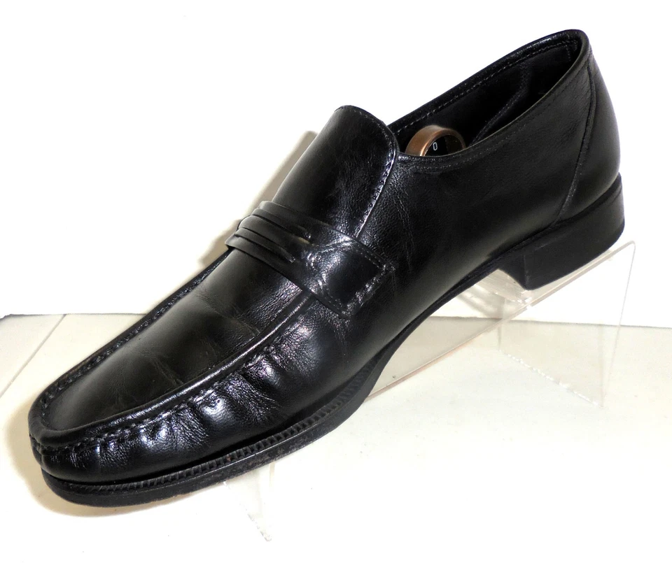 Mocasines sin cordones de cuero FLORSHEIM vintage de los años 90 para hombre TALLA 10 D NEGROS Foto 2 de 4