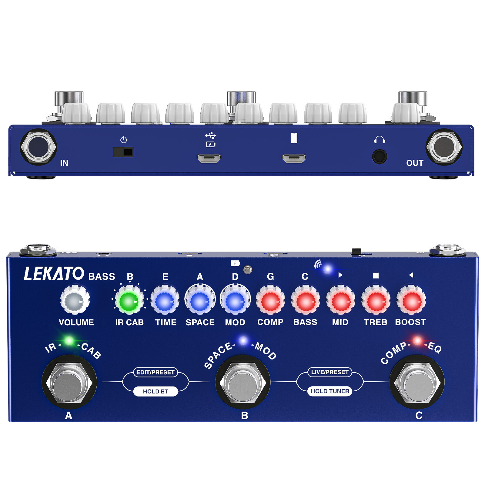 LEKATO Multi Effects Bass Pedal IR Loading Comp Chorus Phaser Delay Reverb AMP eBay