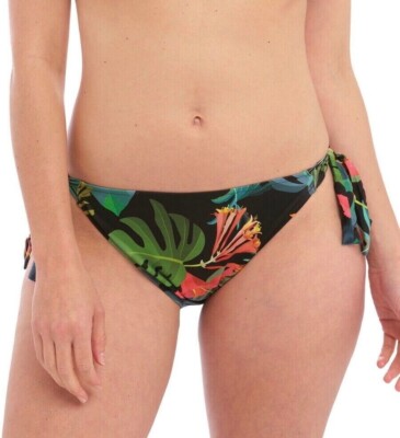 Fantasie Monteverde Bikini Slip XS 8 10 schwarz grün Blumenmuster Unterteil zum Binden 500775