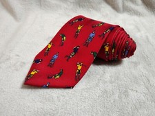 Alynn Neckware Highland Games Red Golf Theme 100% Silk Tie Made in USA