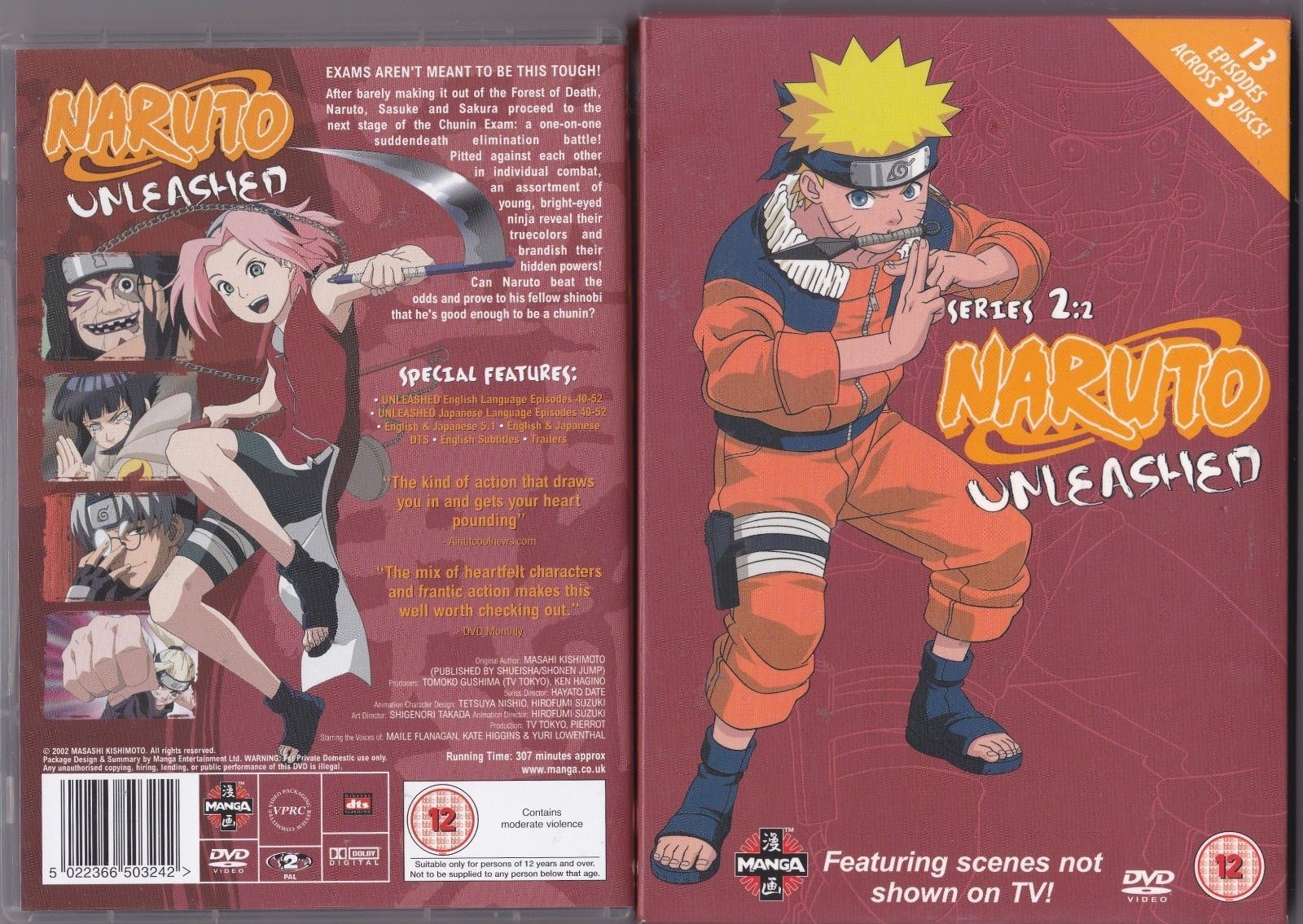 NARUTO UNLEASHED SERIES 2 VOLUME 2 DVD 13 EPISODES  2.2 MANGA