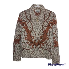 St John Collection Holt Renfrew Zip Front Jacket Wool Blend Sz Medium