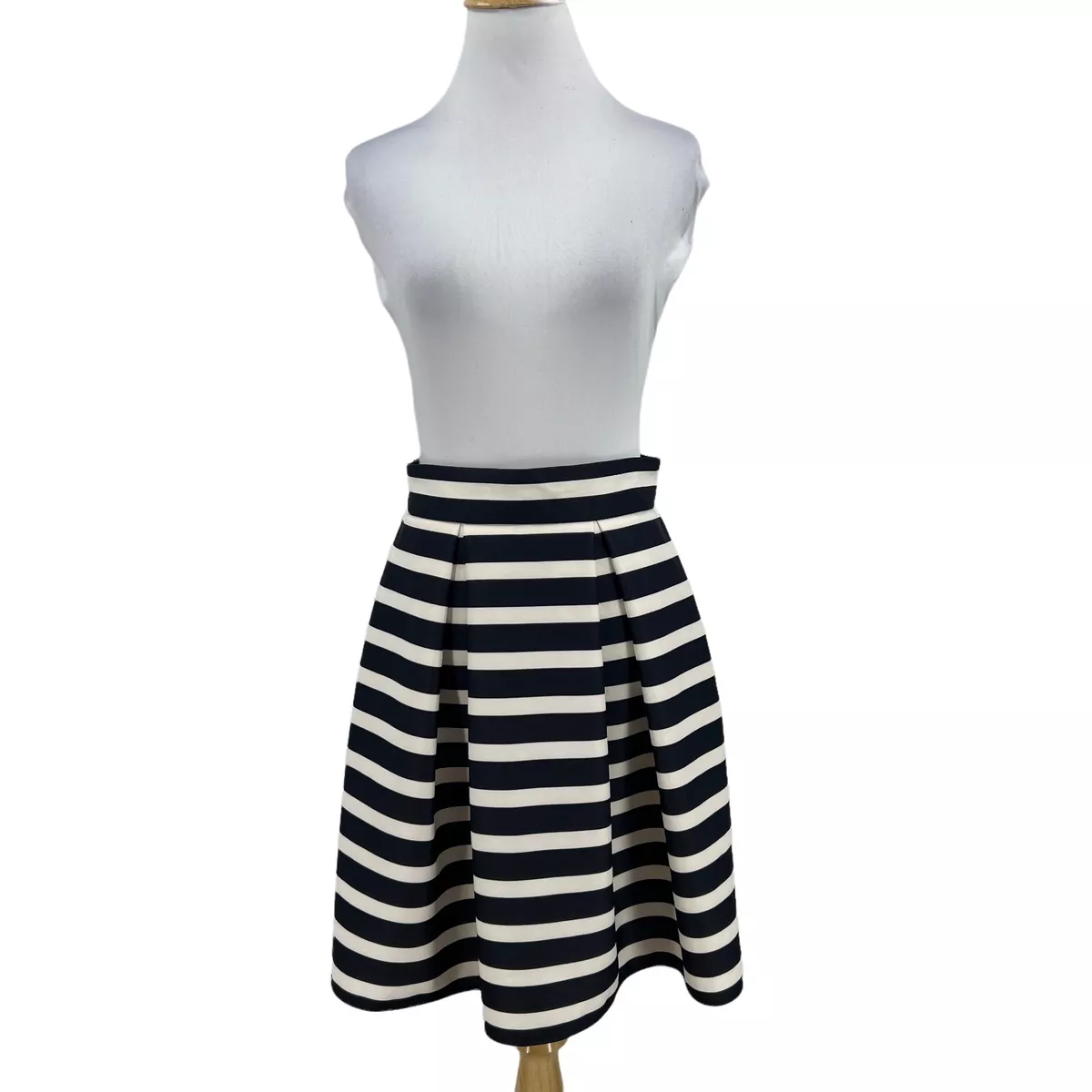 Chicwish Stripe Skirt Womens S Small Navy White Flare A Line