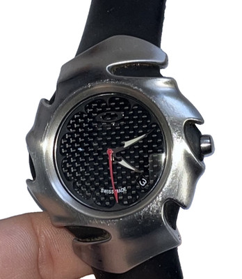 Oakley Blade Black Carbon Dial ESPN Edition Stainless Steel Watch