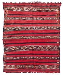 Rare Hand Knotted Vintage Morocco Sumouk Kilim Kilm Wool Area Rug 4.6 x 2.10 Ft