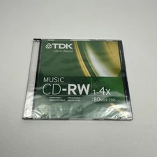TDK CD RW Disc 80 Minute 700mb 1-4x Blank Media Music Storage Recording Consumer