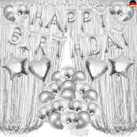 Zerodeco Geburtstagsdeko Silber Set, Happy Birthday Buchstaben Ballons