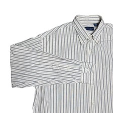 VTG Britches Mens L Striped Button Down Shirt Cotton Made in USA Academia Preppy