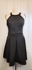 GUESS Black Fit & Flare Dress Size 8 Mesh Bodice Cocktail Party